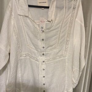Lucky Brand Women's Cream Button-Down Blouse
